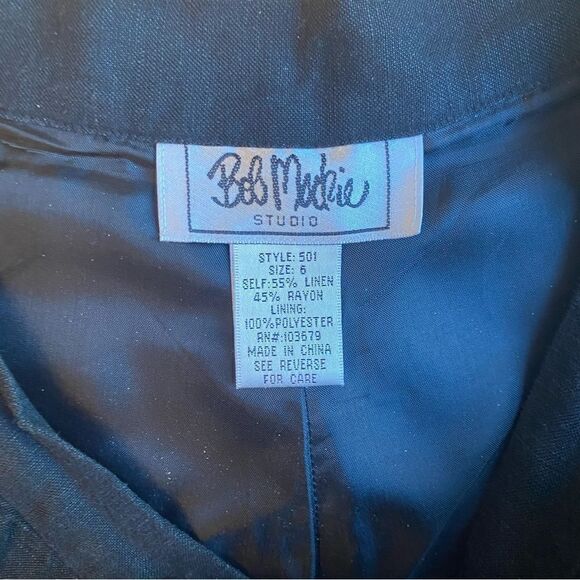 Bob Mackie Studio Wide Leg Floral Embroidered Linen Pants Sz 6 - Picture 3 of 7